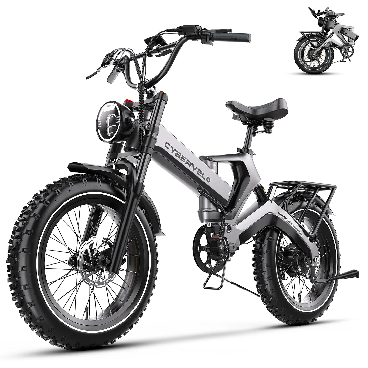 Cybervelo EK6 Peak 2000W Folding Electric Bike for Adults, 35MPH 100Miles, 48V 25Ah Removable Battery,20"x4.0 Fat Tire E-bike