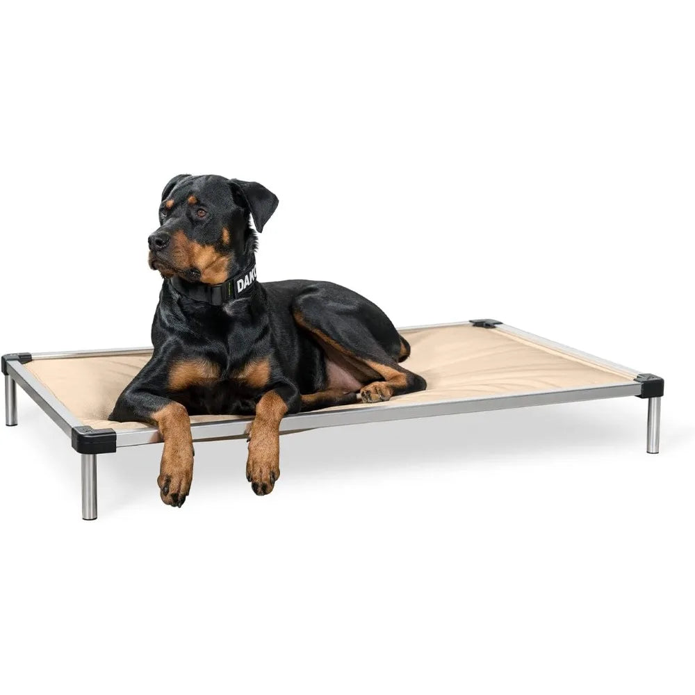 Chew Proof Armored Padded Dog Crate Bed, Virtually Indestructible, Legs Included Sandstone, X-Large