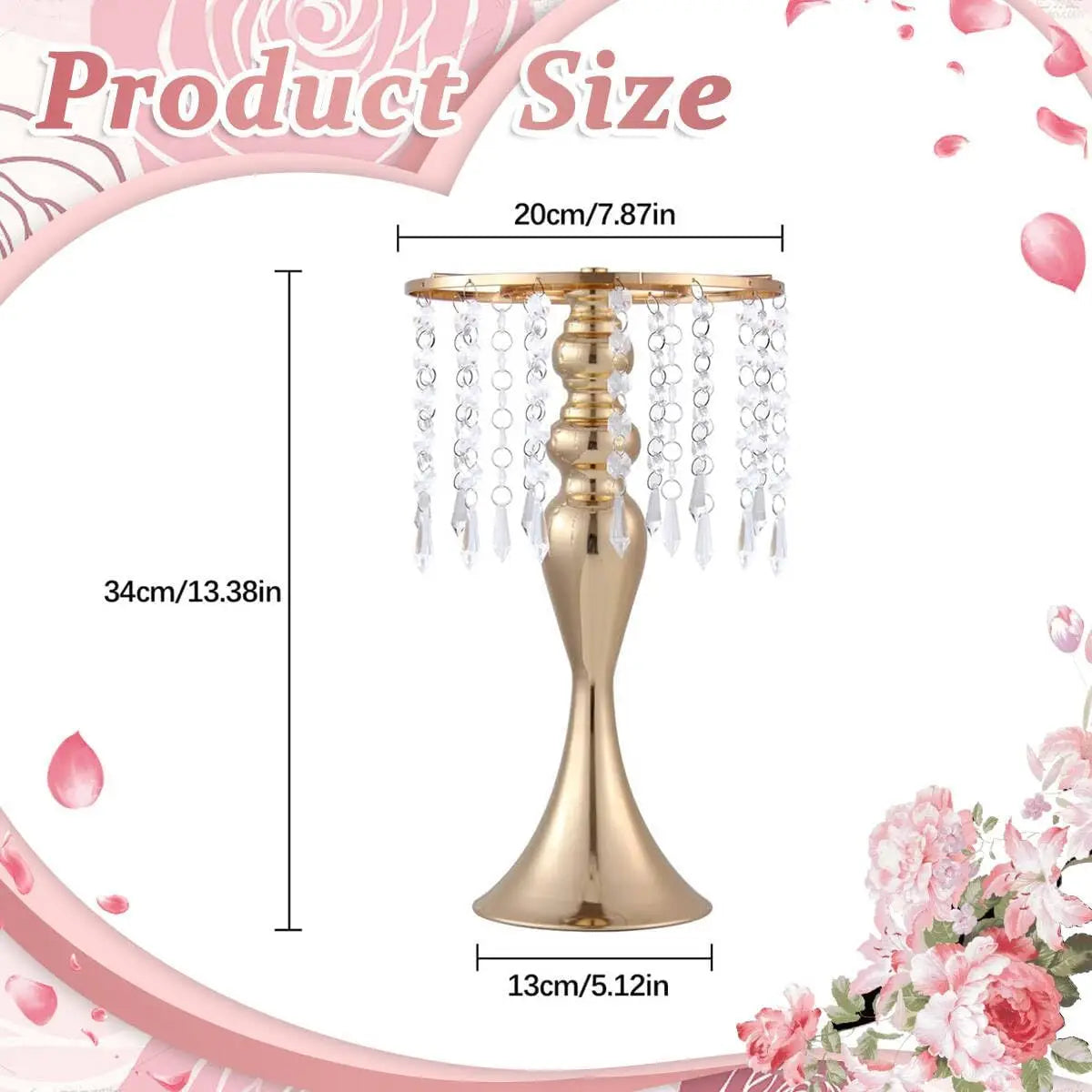8pcs Wedding Centerpieces for Tables Gold Vase Crystal Flower Stand Floral Vases for Tabletop Flower Stand Gift Party Home Decor