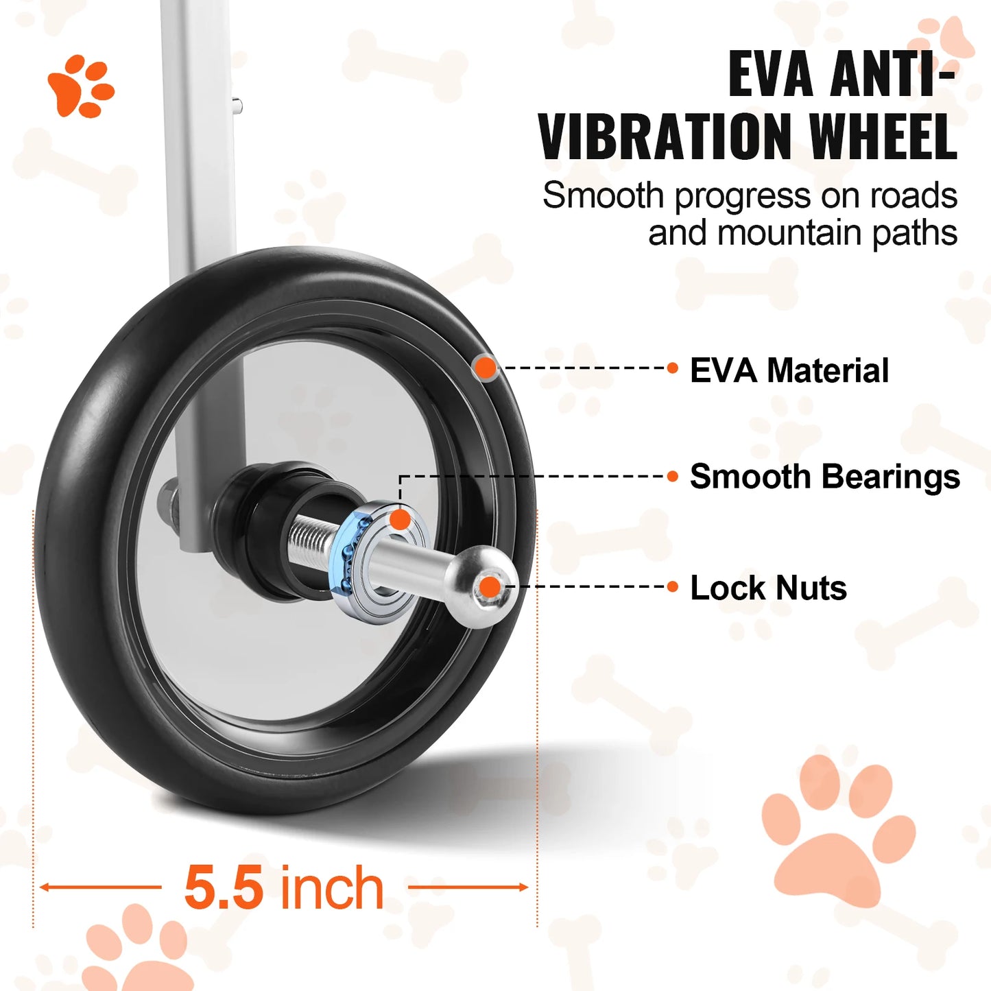 SucceBuy Two Wheels Dog Wheelchair For Back Legs Pet Cart