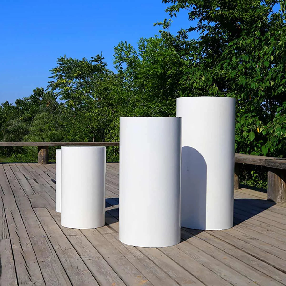 Fujian White Cylinder Cake Pedestals for Weddings Decor