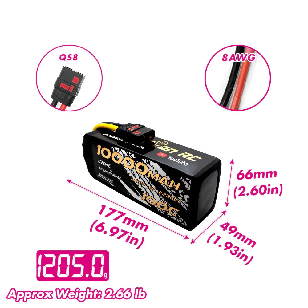 CNHL 10000mAh LiPo Battery 14.8V 100C Softcase EC5 QS8 Plug