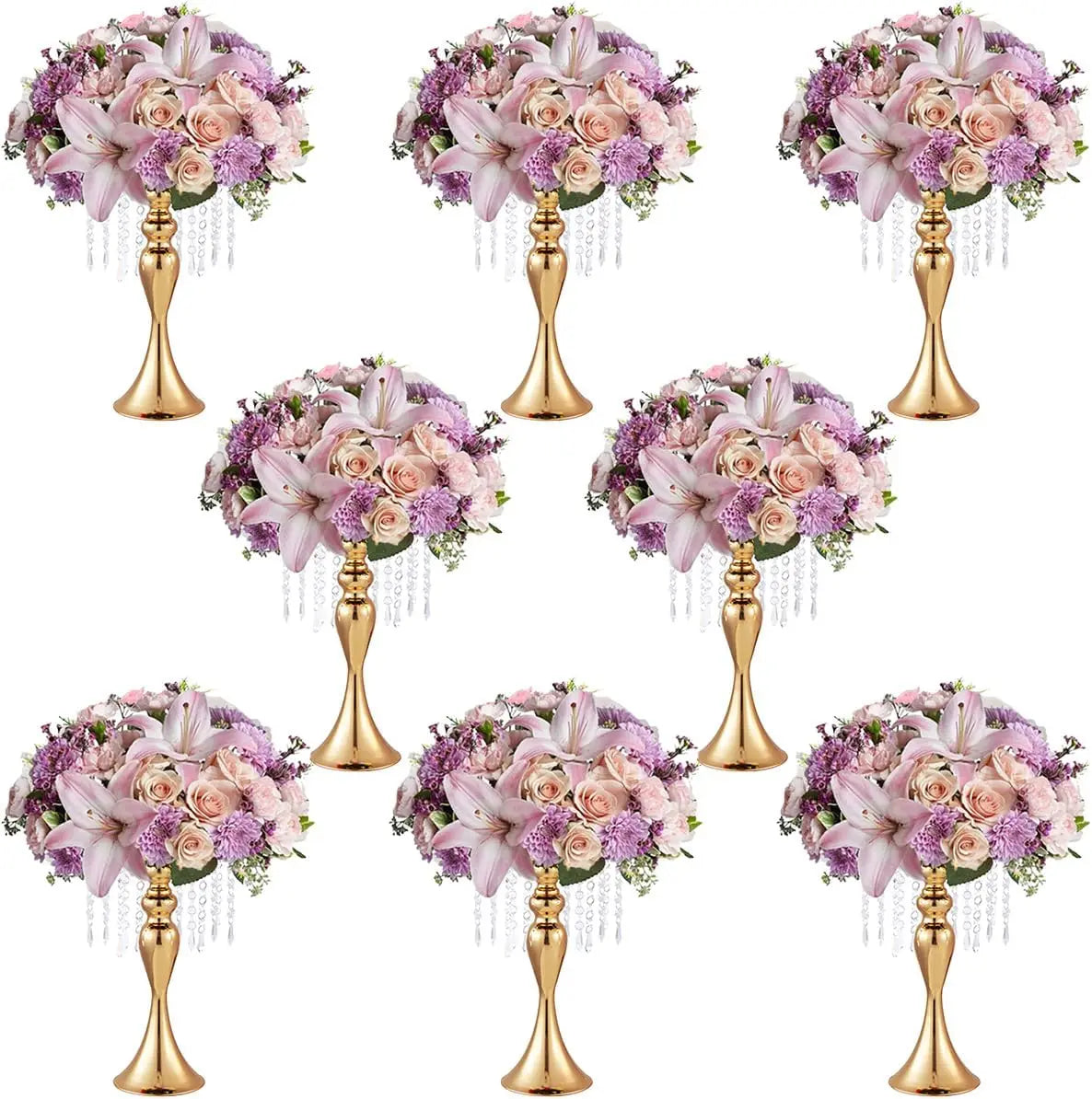 8pcs Wedding Centerpieces for Tables Gold Vase Crystal Flower Stand Floral Vases for Tabletop Flower Stand Gift Party Home Decor