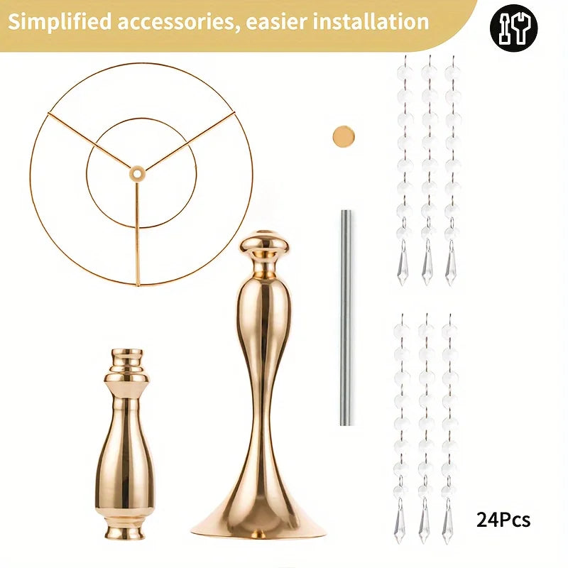 2/10 Pieces 21.3 Inch High Crystal Flower Stand, Wedding Centerpiece Crystal Flower Metal Vase, Christmas Halloween Decoration