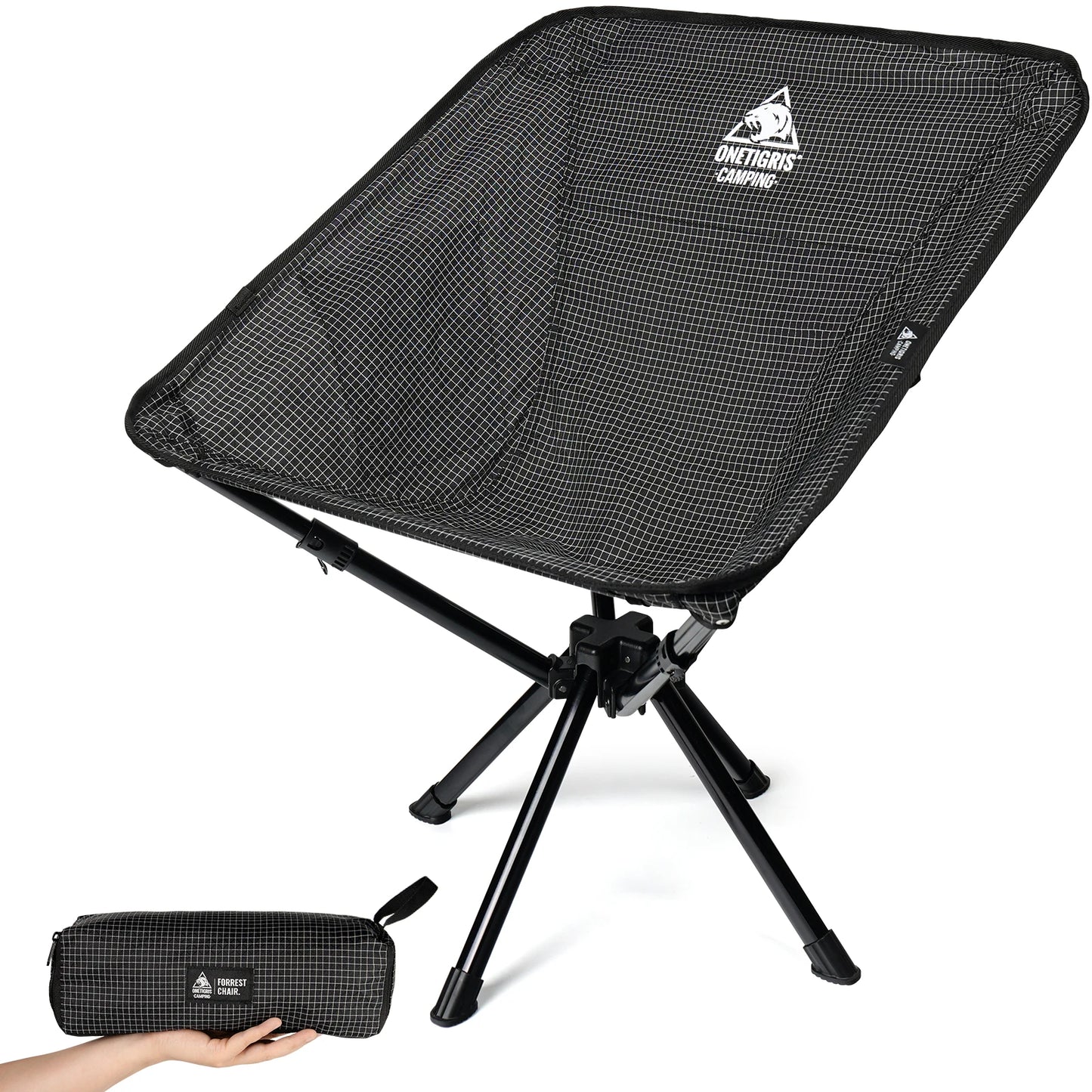 Onetigris Camping Chair Folding Chairs with Side Pocket Portable Beach Chair Travel Hiking Backpacking Fishing Camping Supplies