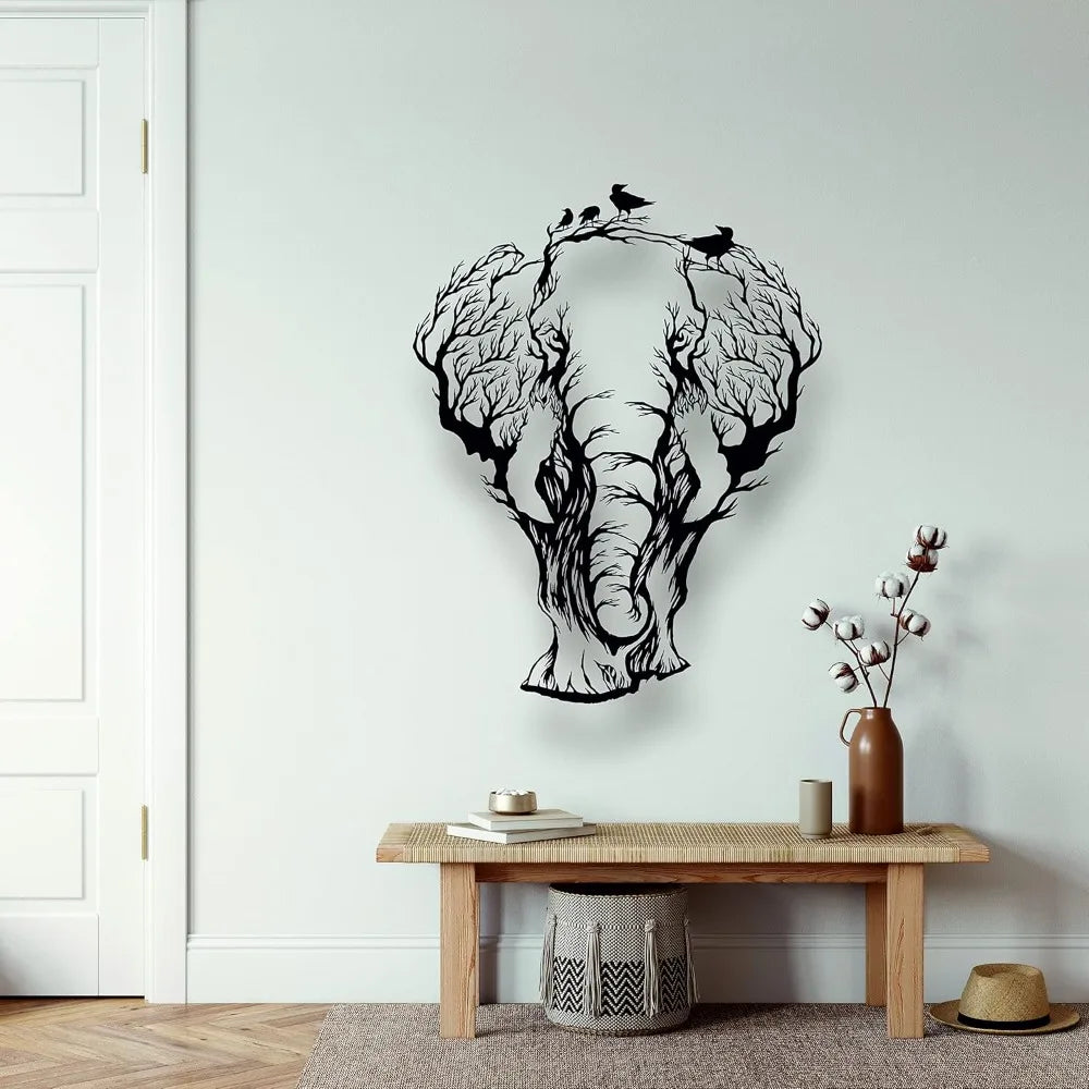 XMSJH Geometric Elephant Metal Wall Art Interiors Decor