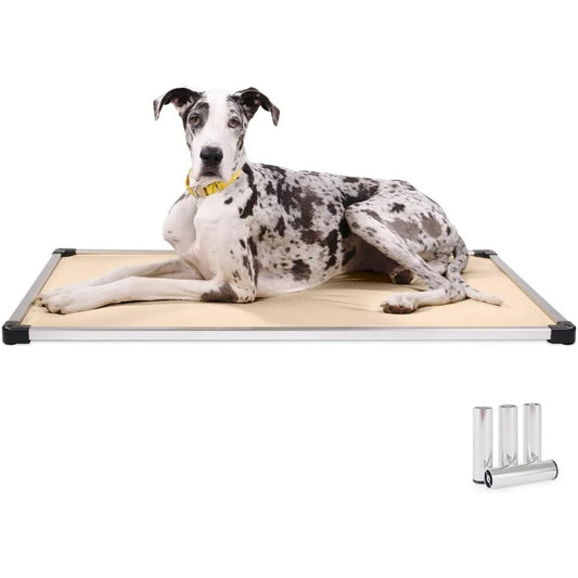 Chew Proof Armored Padded Dog Crate Bed, Virtually Indestructible, Legs Included Sandstone, X-Large