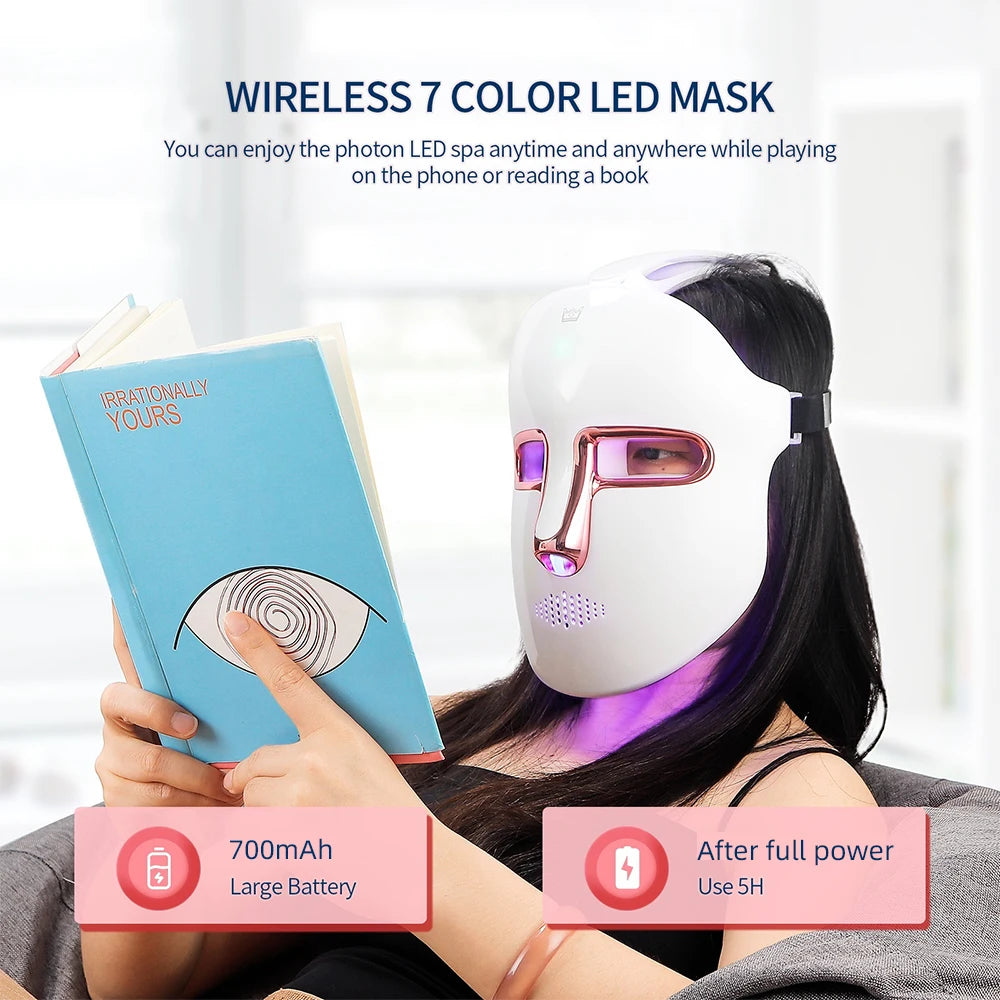 7 Colors LED Face Beauty Machine Red Light Therapy Skin Care Led Mask Home Use Devices Skin Tighten Rejuvenation Facial Mask