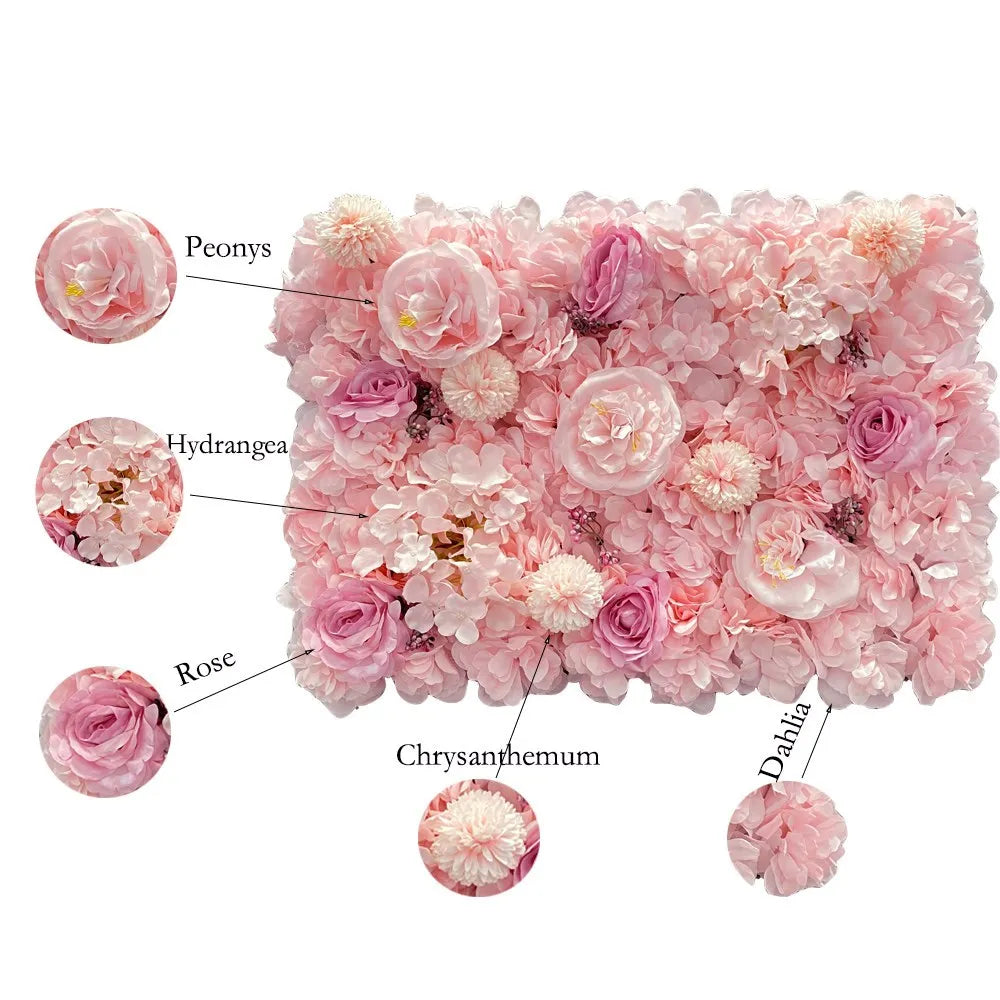 CN Shandong Silk Rose Wall Panels Artificial Flower Backdrop