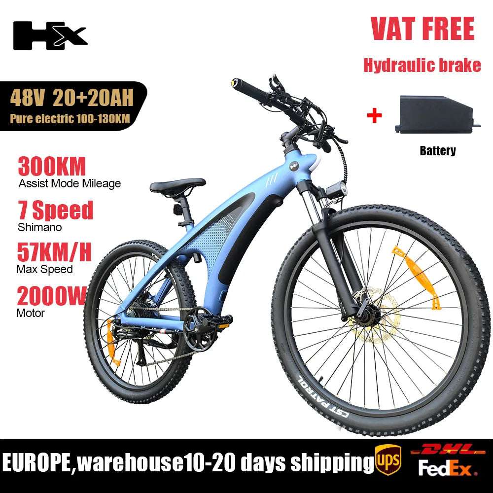 HX Q5 2000W Ebikes 57KM/H Electric Bicycle 27.5 Inch Adults Electric Bike Removable battery Electric E Bikes Mountain Ebike