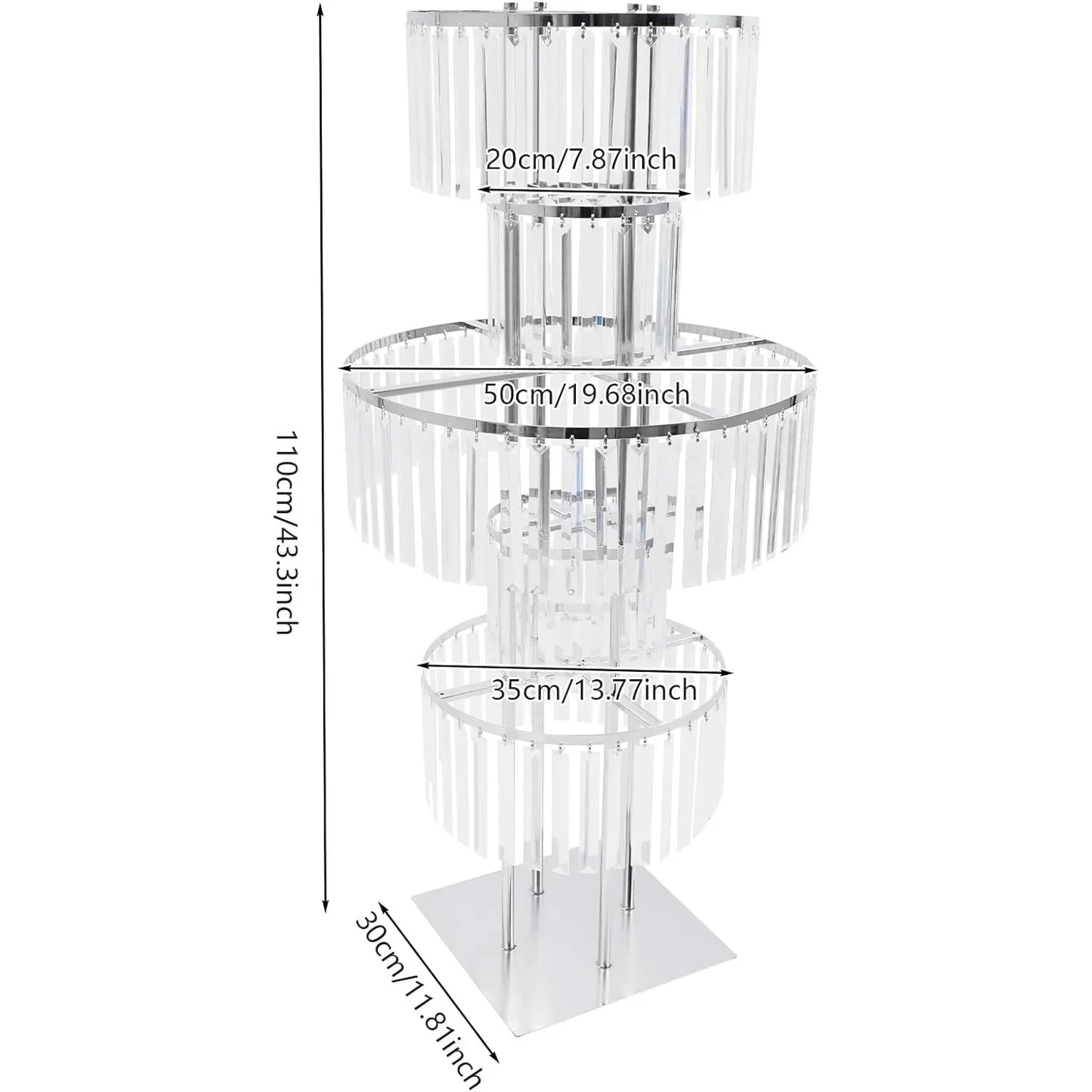5 Tiers Crystal Flower Stands, 43.3 In Round Chandelier Pedestal,Wedding Table Centerpieces for Birthday Party Decoration