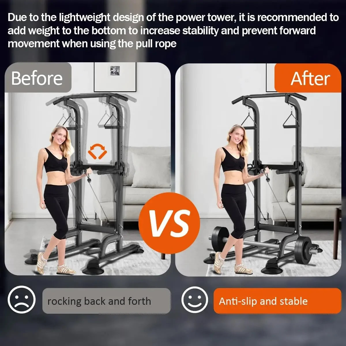 XMSJ Power Tower Pull Up Dip Station Multi Function Home Gym