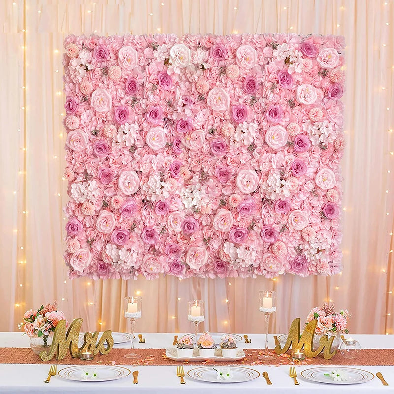 CN Shandong Silk Rose Wall Panels Artificial Flower Backdrop