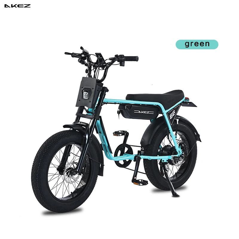 US Stock 🔥 AKEZ 750W Retro Electric Bike - 48V 13Ah Battery, 20'' Fat Tire E-Bike, Vintage Style Bicycle for Adults