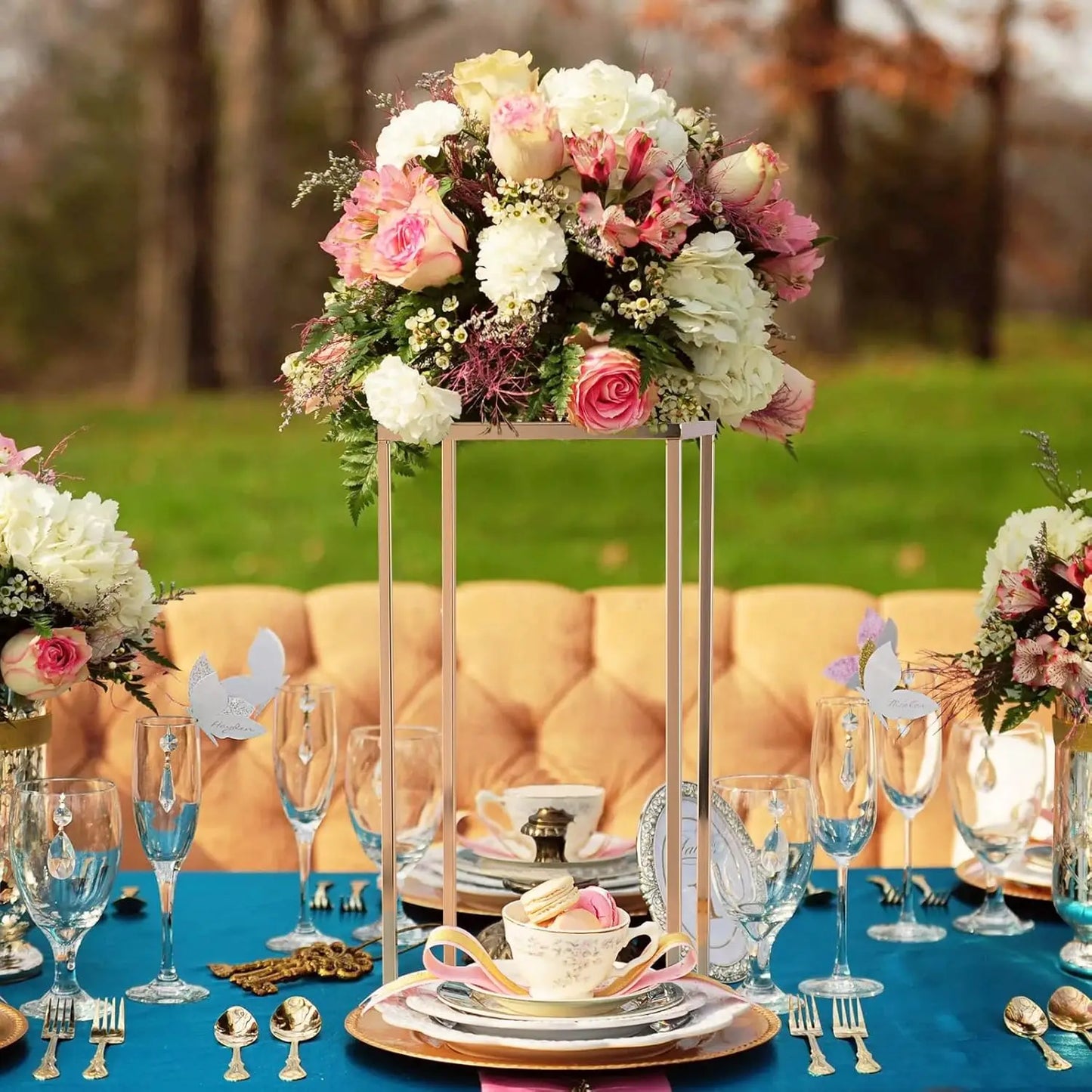 15.7inch Gold Wedding Table Centerpiece, 5PCS Wedding Flower Vase for Party Event Home Decor