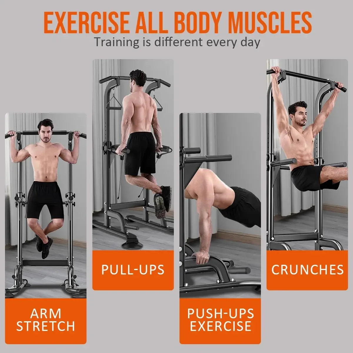 XMSJ Power Tower Pull Up Dip Station Multi Function Home Gym