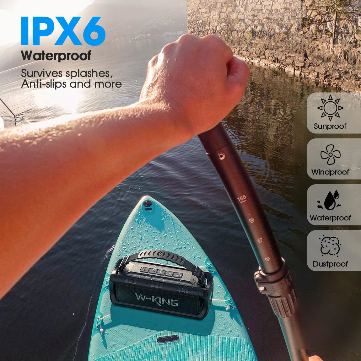 W-KING Bluetooth Speaker, 30W Portable Wireless Loud Speakers, IPX6 Waterproof Outdoor Speaker, 24H Playtime, EQ, AUX, TF Card