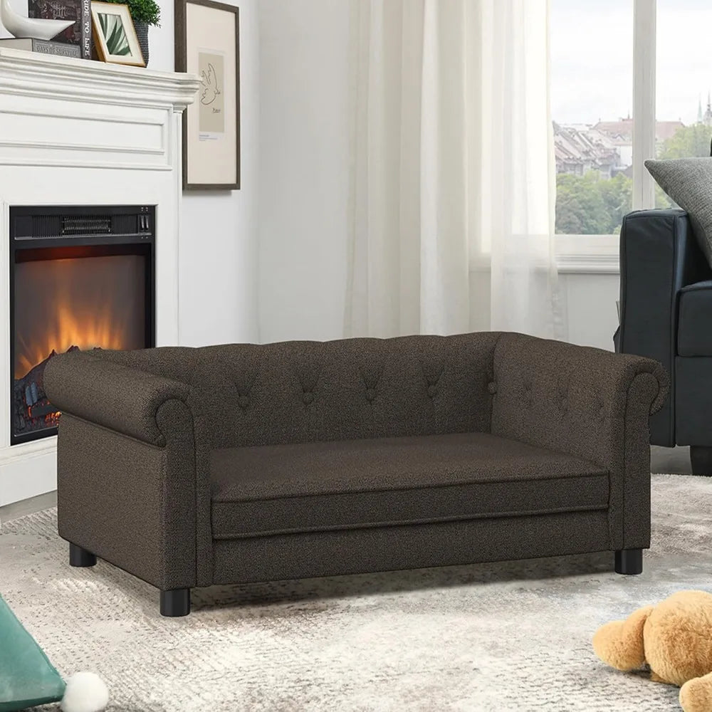 Dog Sofa Couch for Medium to Large Dogs, Memory Foam Pet Sofa Couch with Washable Fabric, Durable Elevated Dog Bed with Legs