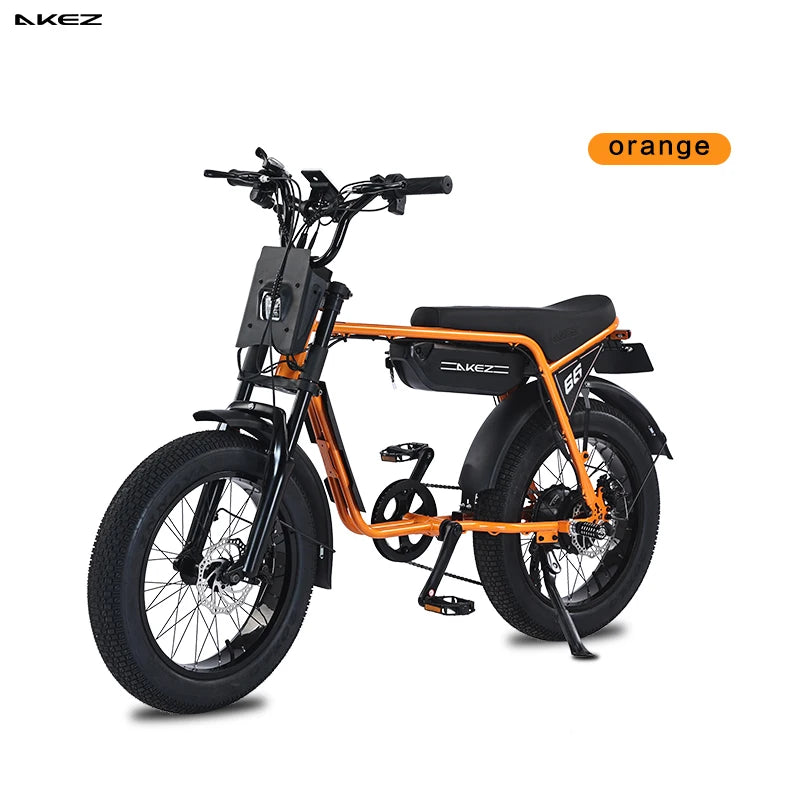 US Stock 🔥 AKEZ 750W Retro Electric Bike - 48V 13Ah Battery, 20'' Fat Tire E-Bike, Vintage Style Bicycle for Adults