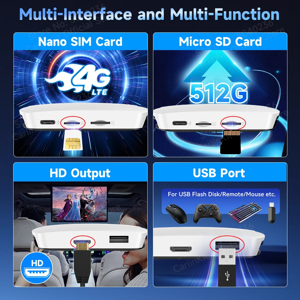 2025 CarlinKit HDMI Video Output Android 13 CarPlay AI Box SM6225 8-Core Android Auto Wireless CarPlay Split Screen Smart TV Box