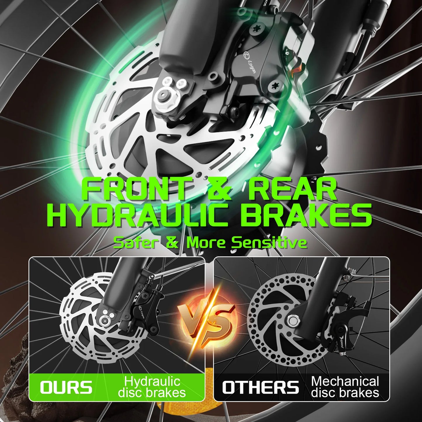 Moobelo M1 48V 2000W Dual Motor E-Bike 26" Fat Tires Front Suspension | CE Certified Ideal for US Snow/Beach/Urban Riding EBike