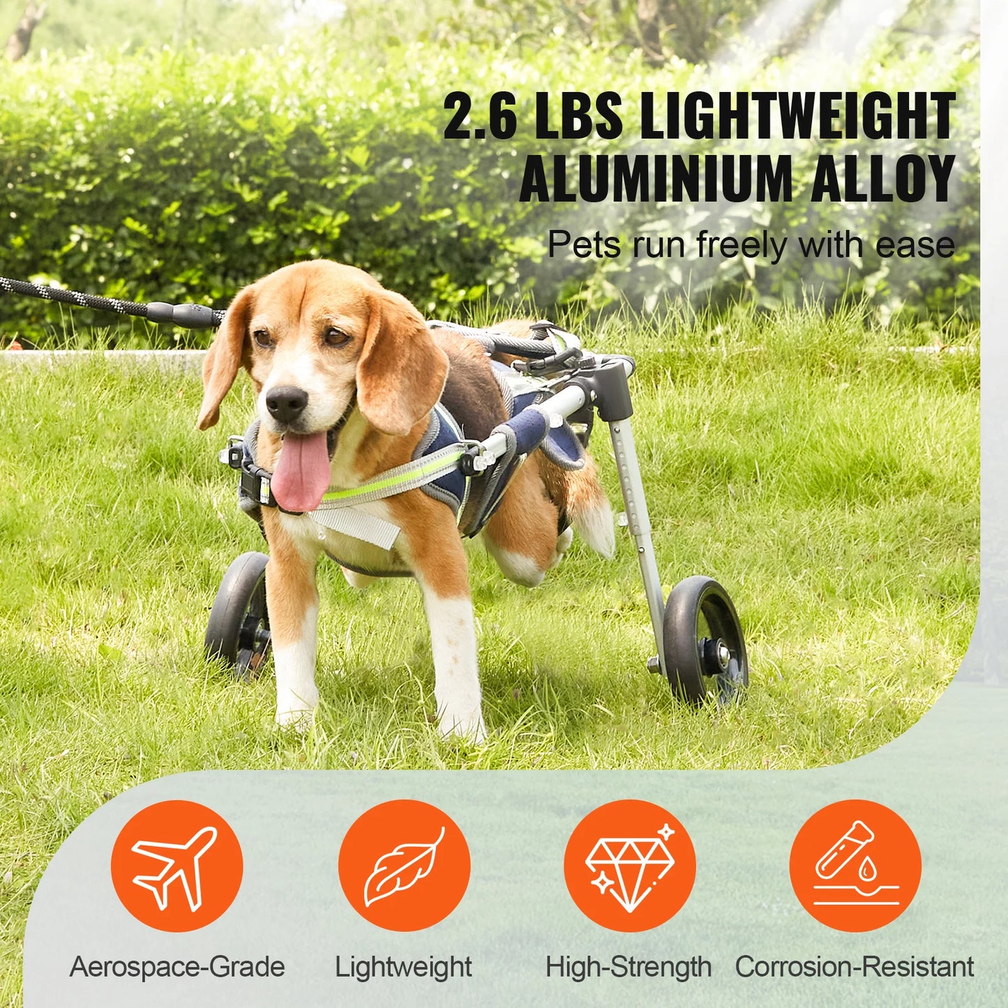 SucceBuy Two Wheels Dog Wheelchair For Back Legs Pet Cart