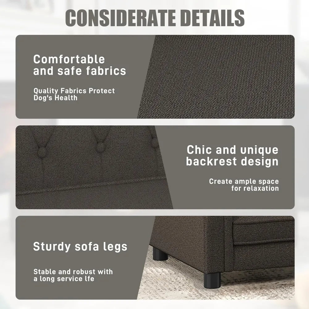 Dog Sofa Couch for Medium to Large Dogs, Memory Foam Pet Sofa Couch with Washable Fabric, Durable Elevated Dog Bed with Legs