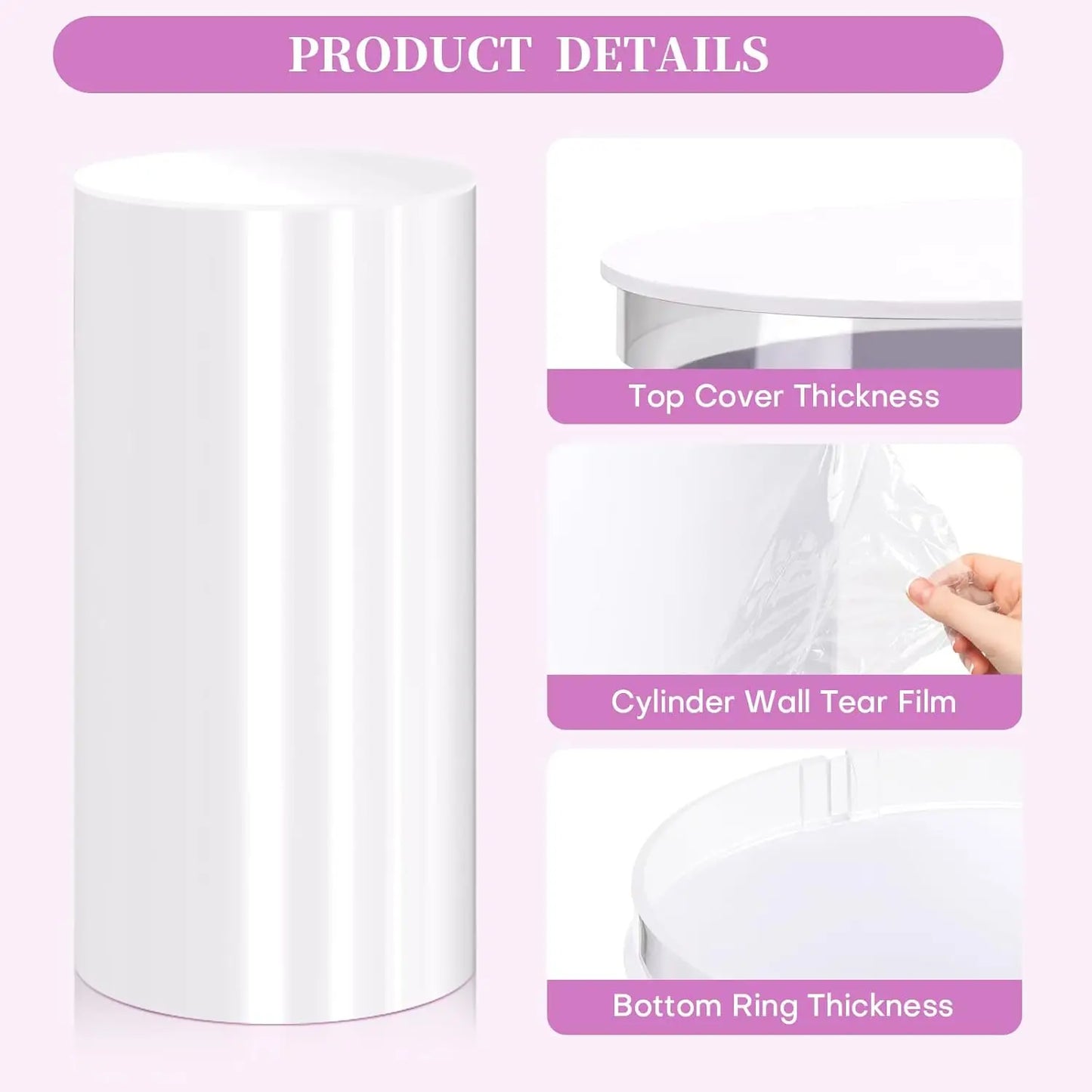 Cylinder Stands for Party White Display Plinth Cylinder Pedestal Stand Detachable for Birthday Wedding Decoration (5piece)