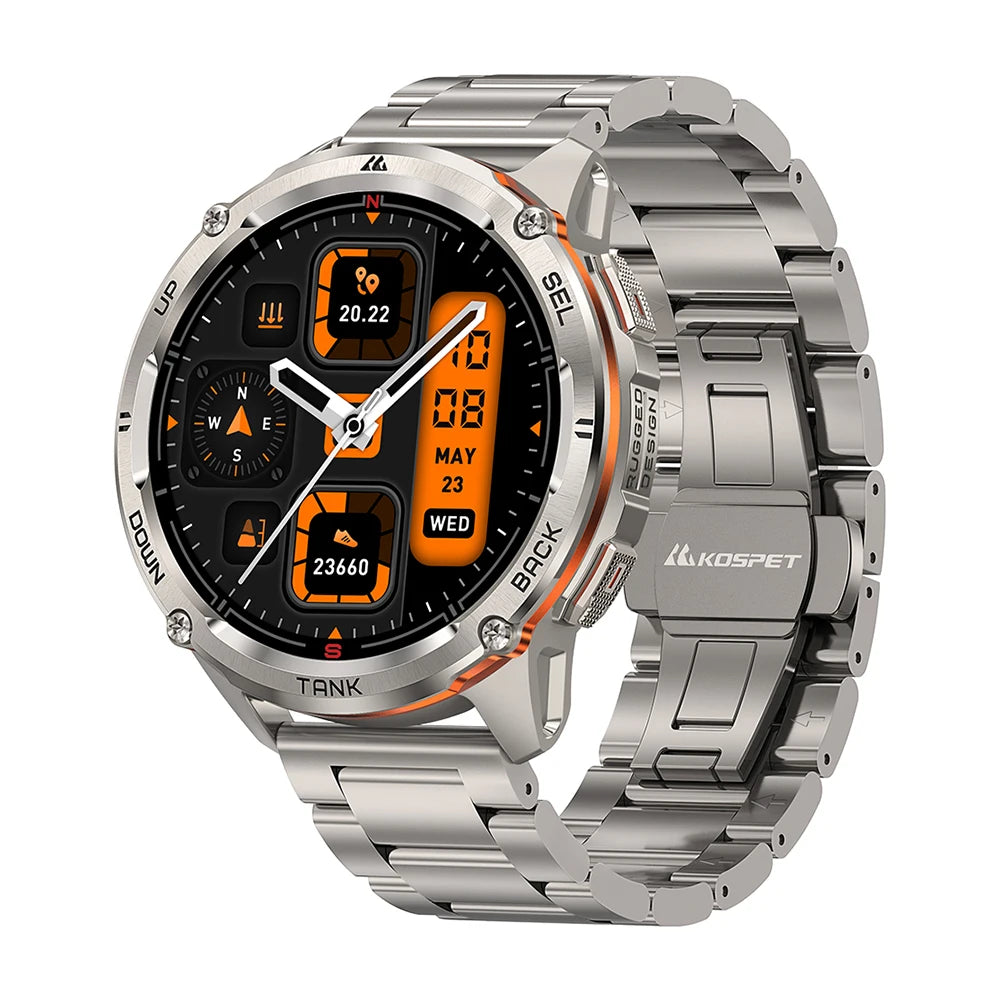 KOSPET TANK T3 Ultra 2 GPS Smart Watch For Men Smartwatch Compass Altimeter Barometric 5ATM IP69K Waterproof AMOLED Mens Watches
